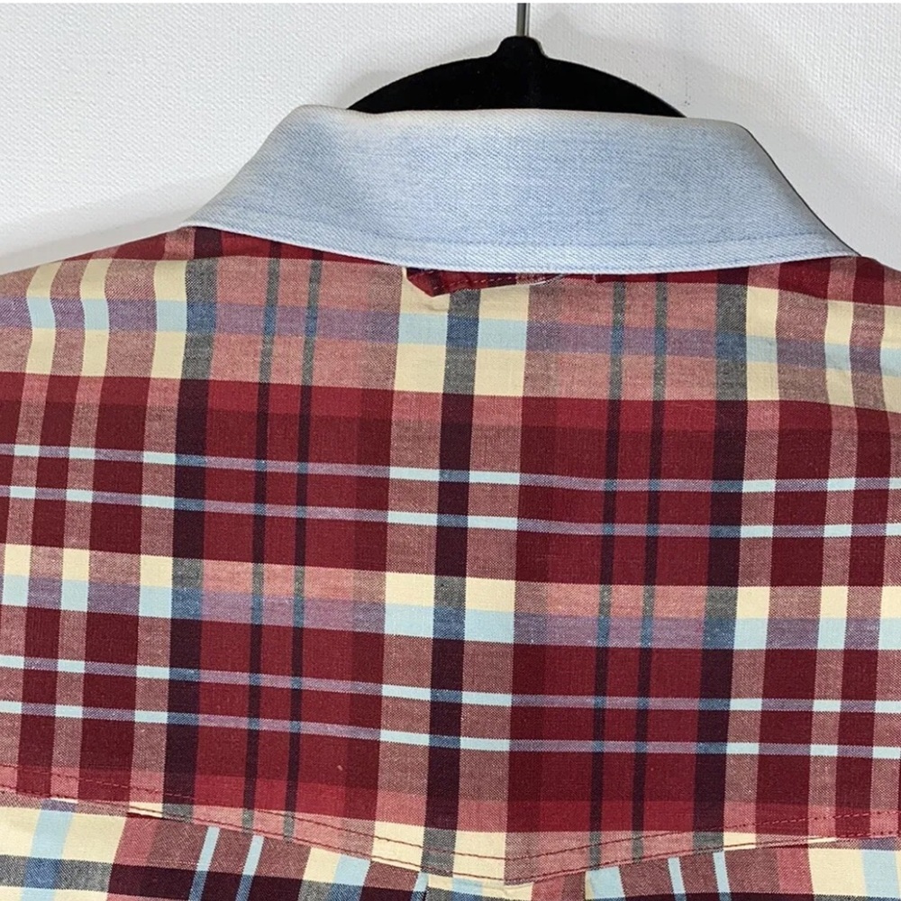 Roper Red Plaid Button Up Shirt Mens Long Sleeve Western Adult Medium - Picture 8 of 10